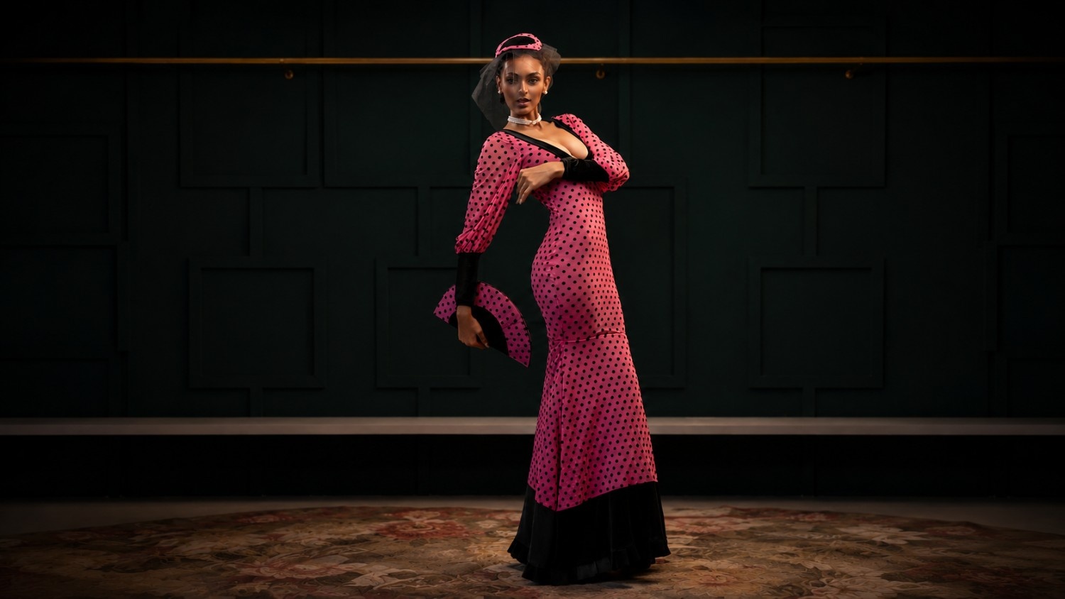 Model wearing the Polka Dot Mermaid couture look